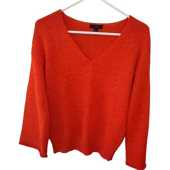 J crew cropped orange‎ sweater size small - Picture 1 of 8